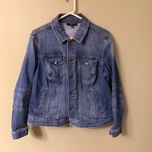 Talbots Woman Denim Jacket Blue Classic Trucker Style Size 1X Preppy